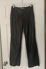 Vintage 90s Y2K Tommy Hilfiger Glossy Leather Pants Low Rise Straight Leg
