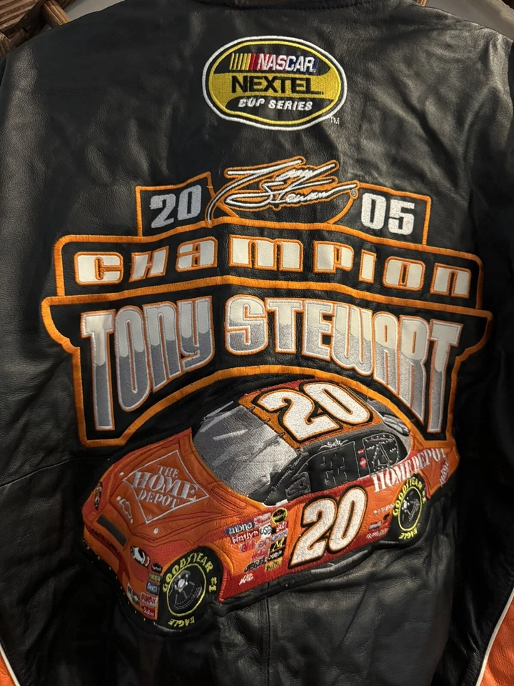 Chaqueta de cuero vintage Home Depot Tony Stewart 2005 Champion XL NASCAR nueva con etiquetas Foto 2 de 4