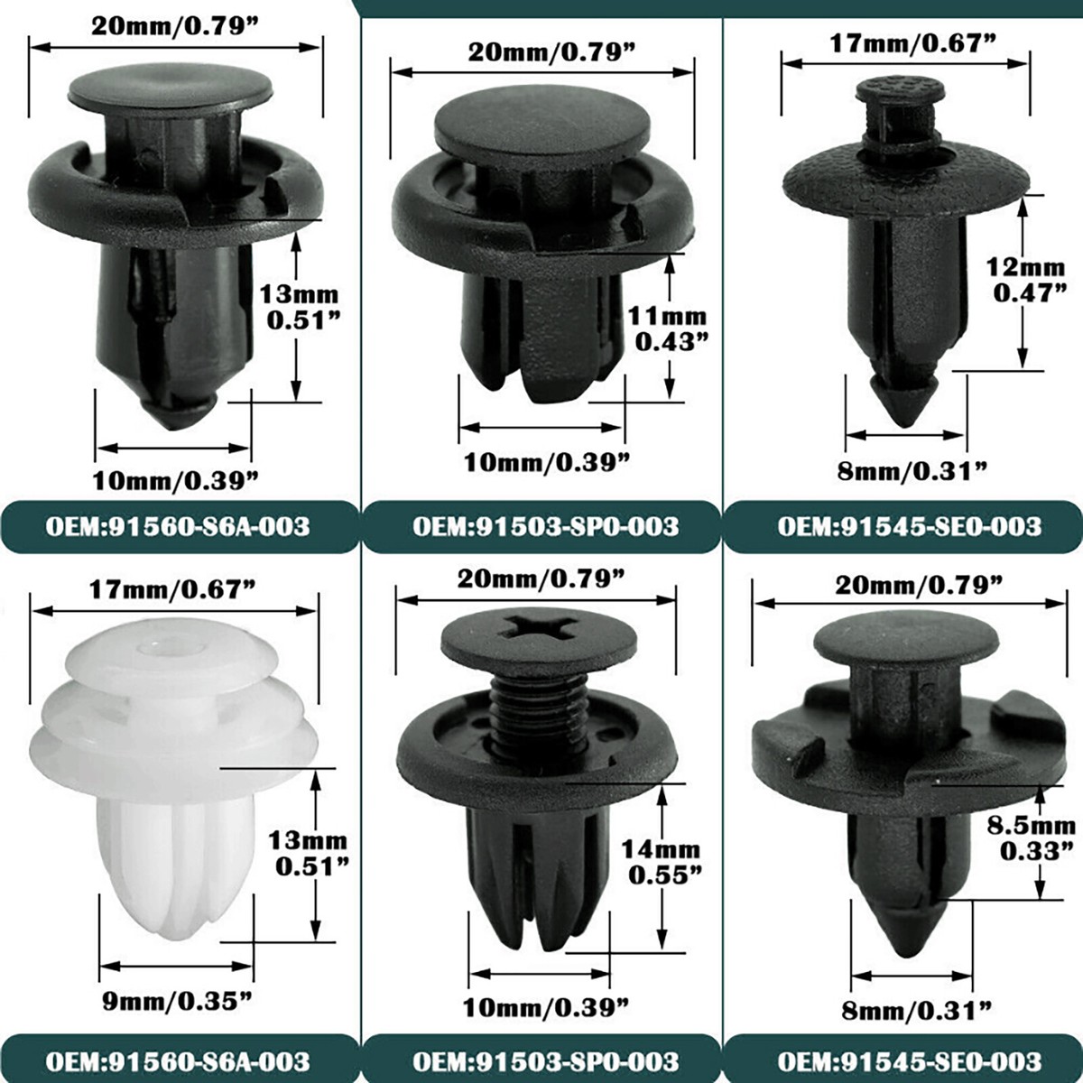 30x Bumper Fender Hood Push Type Retainer Clips 91503-SZ3-003 For