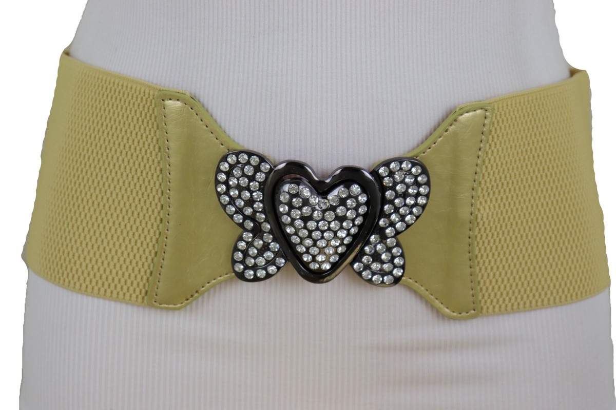 Women Wide Elastic Gold Fashion Hip High Waist Belt Butterfly