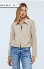 Madewell Womens $498 Shrunken Zip Front Jacket Suede Light Sand Size 00 No887