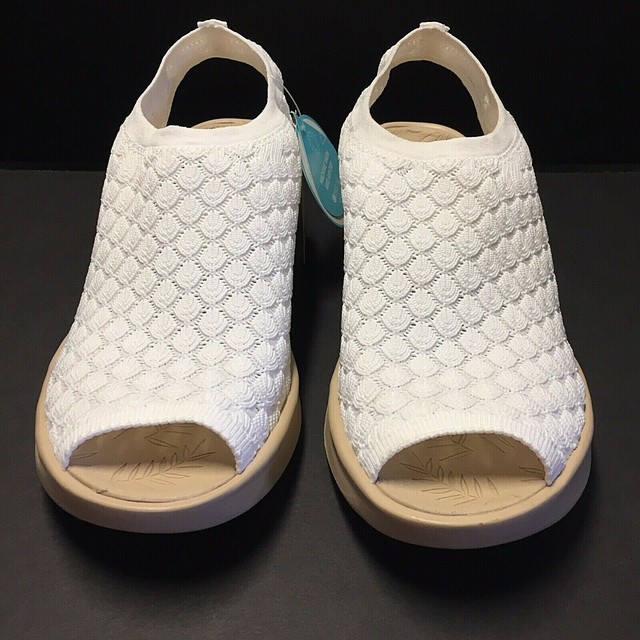 Bzees Womens Sock PEEP Toe Sandals Secret White Lightweight Shoes Size 7 A26 for sale online | eBay