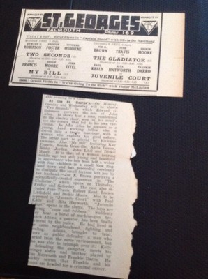 1939 Advert Falmouth St georges Cinema Joe E Brown Rita Hayworth Two Seconds