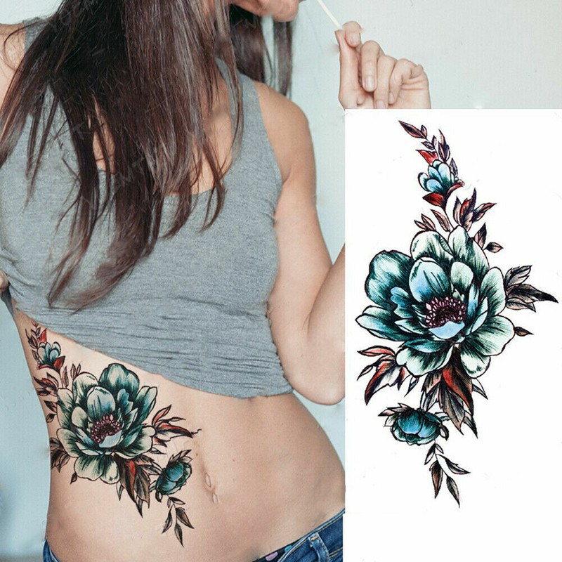 6 X Flowers Temporary Body Arm Tattoo Sticker Half Sleeve Fake Waterproof US 