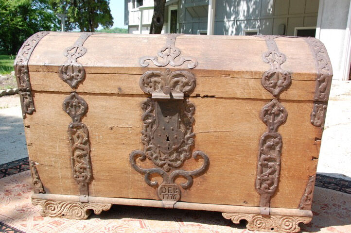 ANTIQUE Military TRUNK WW1 Colonial Campaign CHEST Old