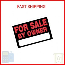 Hillman 839930 For Sale By Owner Sign with Space for Fill In, Black and Red Plas