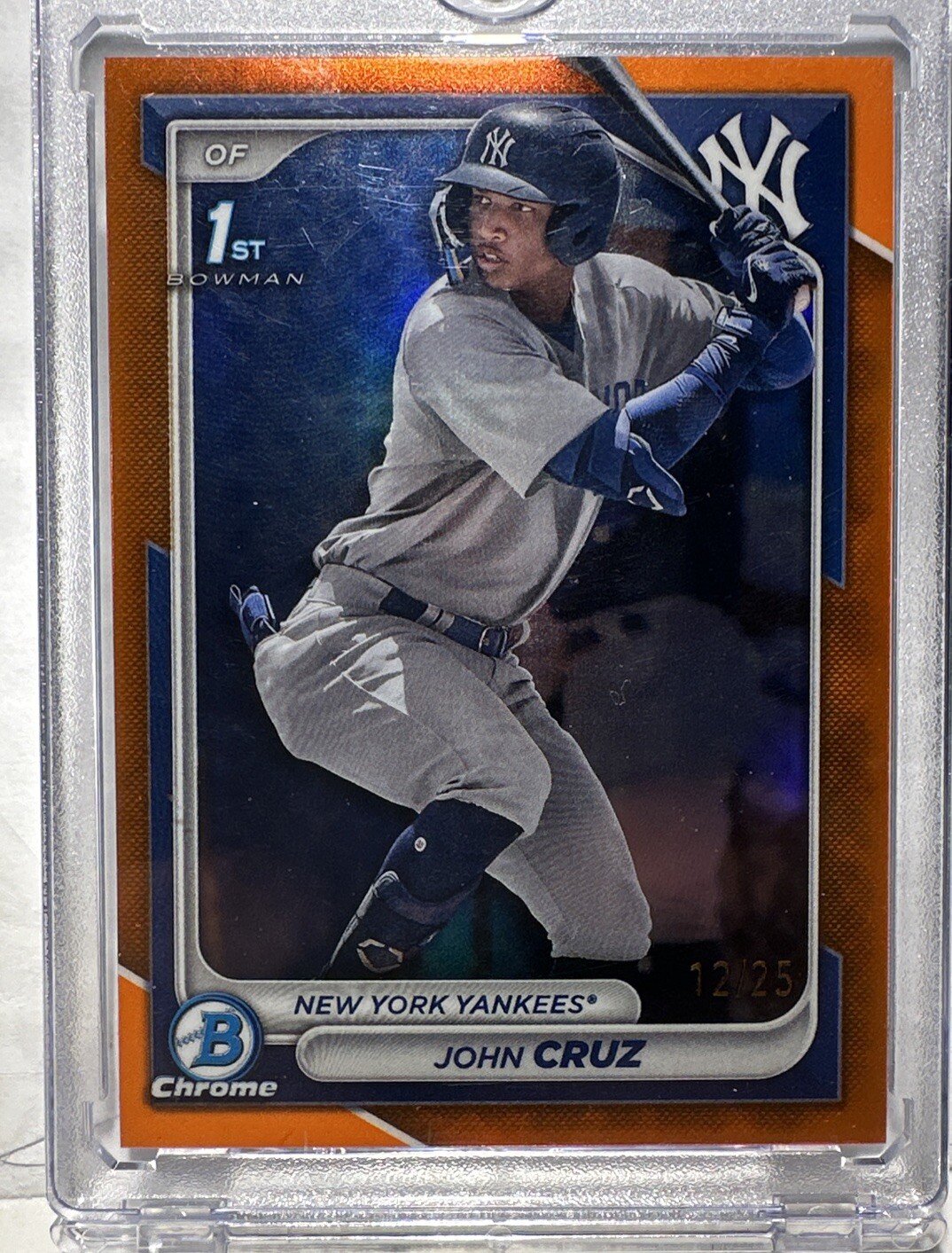 2024 Bowman Chrome 1st John Cruz True Orange /25 Yankees/Marlins #BCP-77