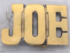 Joe Name Solid Brass 1970s Vintage Belt Buckle