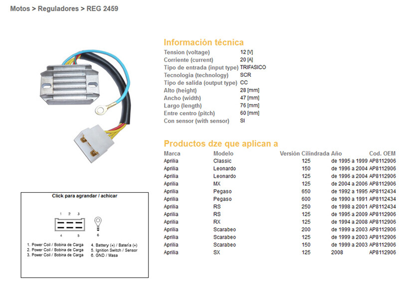 Régulateur de tension DZE résout problème charge Aprilia Pegaso 650 et RS125 Leona 20A