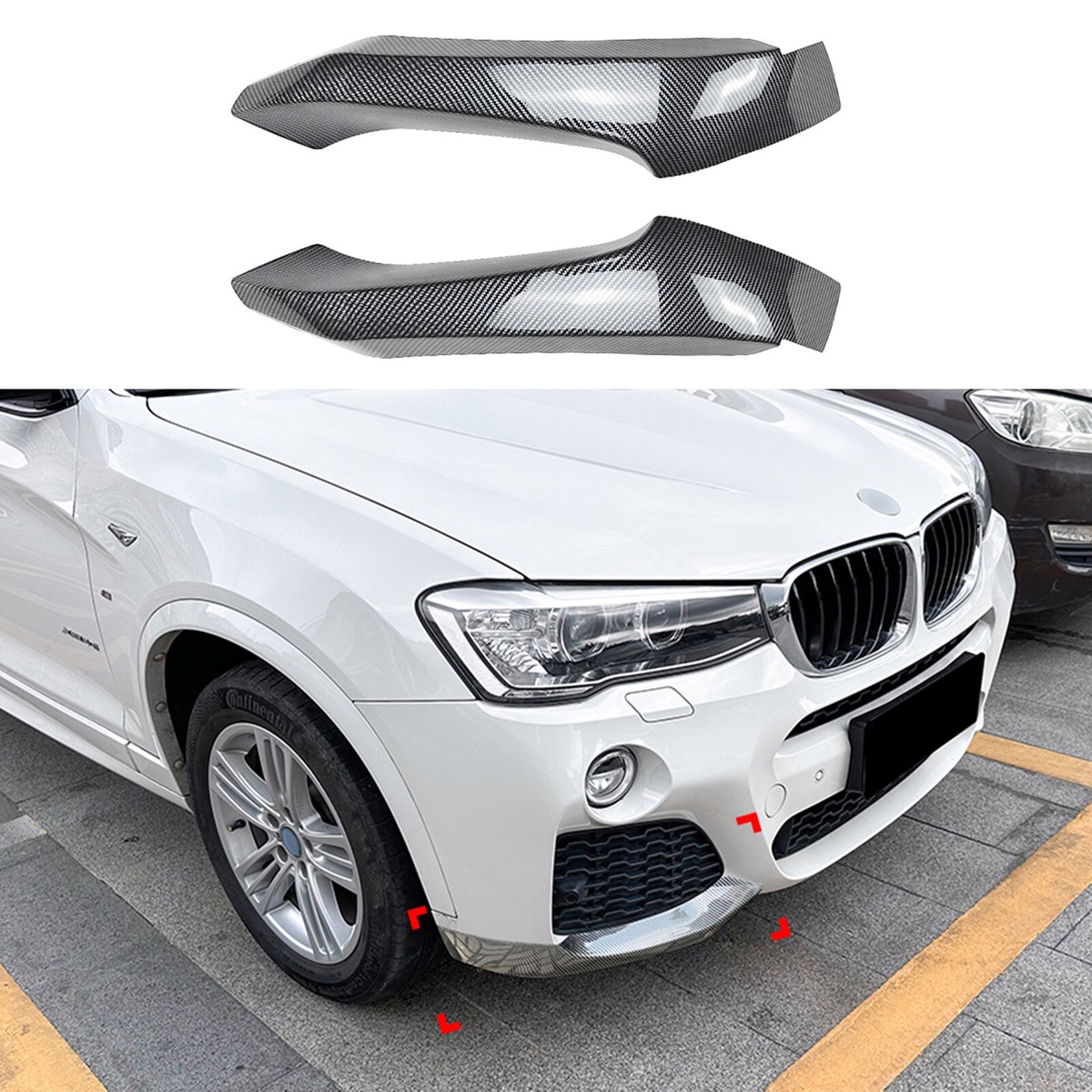 パーツ  X3 F25 Carbon Fiber Look Front Bumper Side Cover For BMW X3 F25 X4 F26 14