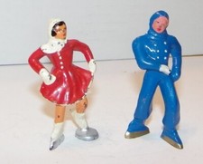 Vintage Cast Lead Man  Women Couple Skaters Skating USA Barclay Manoil Figure