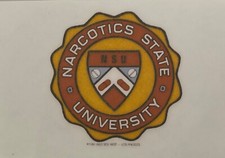 Original Vintage 1986 Narcotics State University Mini Hot Peel Iron On Transfer