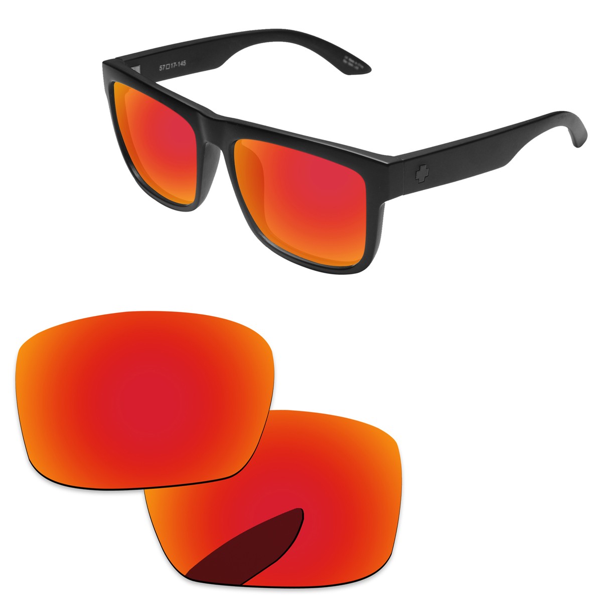 Fire Red Mirror Polarized Replacement Lenses For-Spy Optic Discord