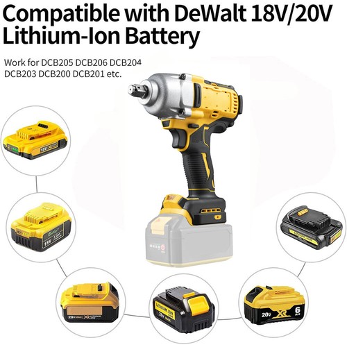 Cordless Impact Wrench For Dewalt 18V 20V Battery Brushless 1/2" High Torque AU - Picture 3 of 12