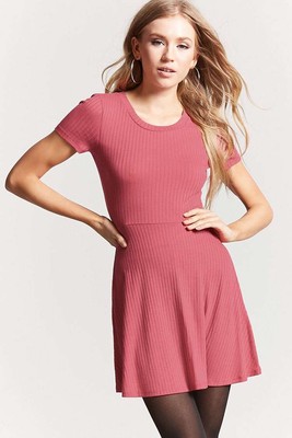 ribbed knit skater dress