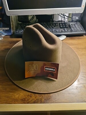 AKUBRA Army Green Cowboy Hat Size 53 Made In Australia CC36SR MAR 2019  vintage Australia
