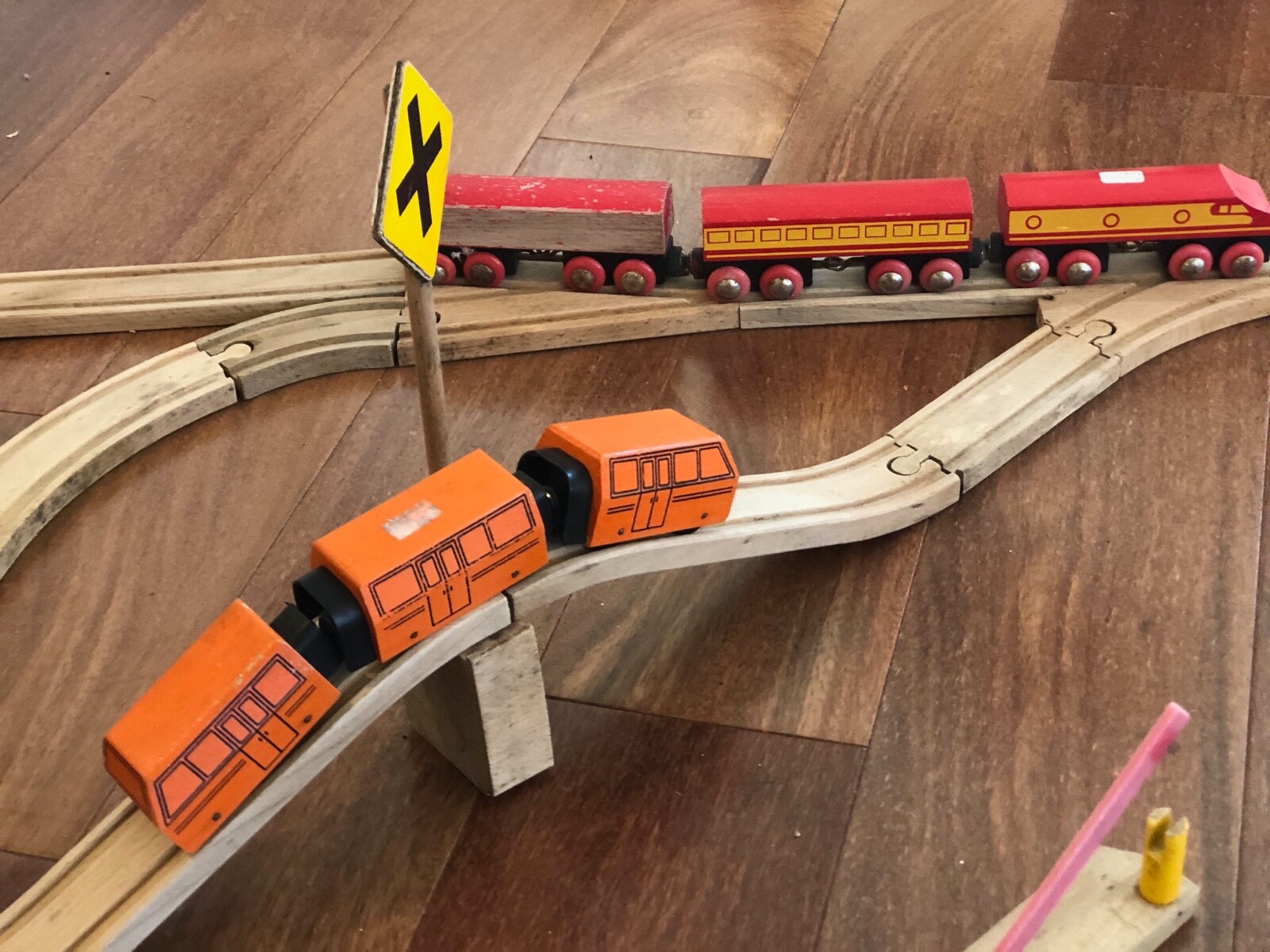 old wooden train set