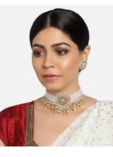 New Partywear Jewelry Necklace Choker Earrings Pearls Beads Sets For Women Girls