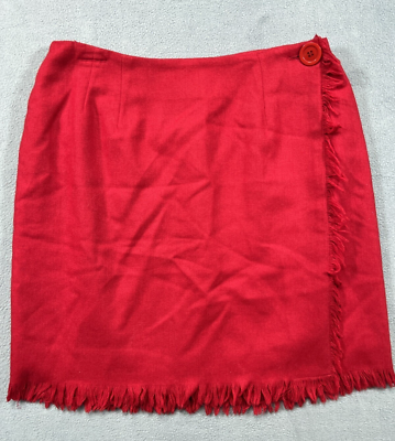 Vintage Preston York Skirt Womens 12 Red Wool Wrap Mini Skirt