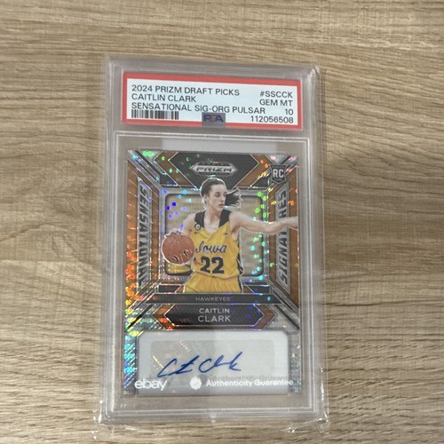 2024-25 Panini Prizm Draft Picks Caitlin Clark RC Auto Orange Pulsar /49 SS-CCK