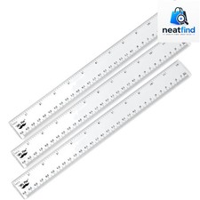 Durable 3-Pack 12-Inch Transparent Rulers with Clear Easy-to-Read Markings