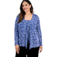 Alex Evenings Blue Floral Open Front Formal Party Jacket. Jacket ONLY Size 1X