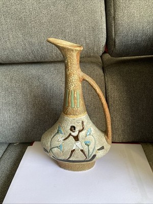 BRESCIANI-ARCO-GARDASEE KRUG ÄGYPTISCHER STIL-LAVAGLASUR HANDGEMALT H28 cm, Rar 