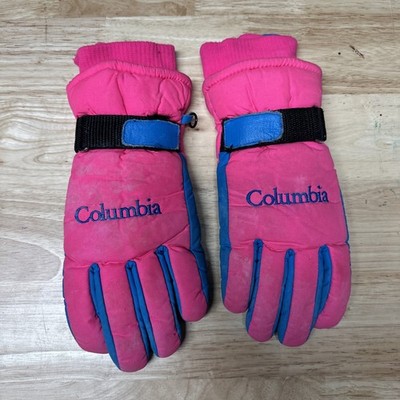 VINTAGE COLUMBIA SPORTSWEAR INSULATED GLOVES PINK-BLUE WOMENS SMALL