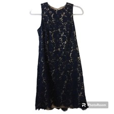 Vince Camuto Blue Floral Lace A-Line Dress Wedding Guest Size 6