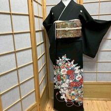 6434 Japanese Tomesode Kimono Vintage Womens Silk Fabric Robe Kimono only sold