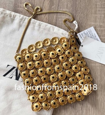 ZARA NEW WOMAN METAL APPLIQUÉ BUCKET BAG GOLD 6669/610/253