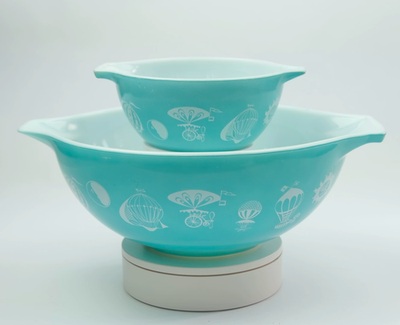 Vintage Pyrex Hot Air Balloon Chip and Dip Cinderella Bowls, #441