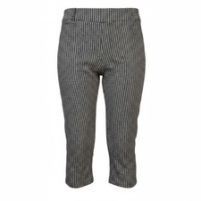 Ann Taylor LOFT Size 12 Black and White Marisa Cropped Cotton Knit Capri Pants