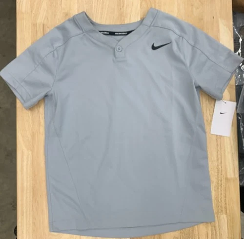 Nike Dri-FIT One Button Team Baseball Jersey Youth Boys S M L XL DM3966 Gray