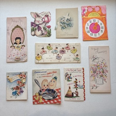 Lot Of 9 Greeting Cards, Anniversary, Easter, Thinking Of You