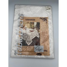 Vtg Lancaster Lace Tablecloth White 60x90 Oval New NIP DuPont Dacron Polyester