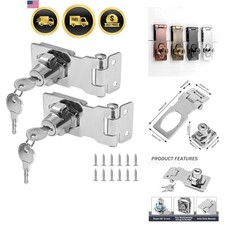 2Pcs Keyed Hasp Locks 2.5 Inch Twist Knob Keyed Locking Hasp, Metal Safety Ha...