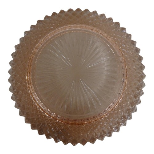 Pair (2) Matching Hocking Pink Miss America Diamond Point 5 3/4" Sherbet Plates - Picture 18 of 21