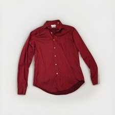 Calvin Klein Slim Fit Dress Shirt Men's 15.5 34/35 Medium Red Burgundy Button Up