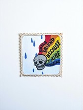 Smiling Skull Patch  Stamp Skeleton Rainbow Alternative Whimsy Goth