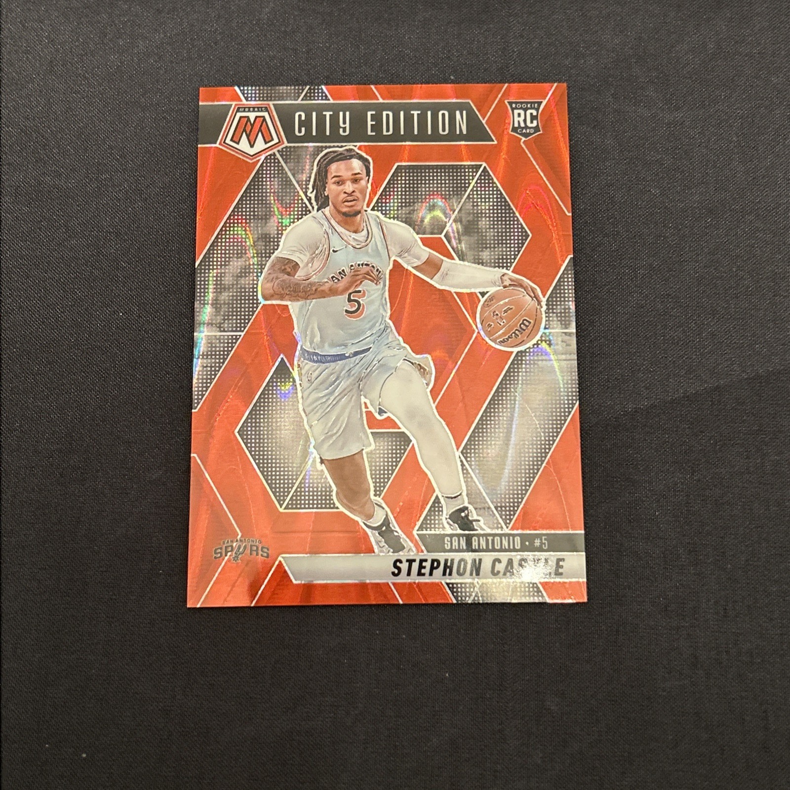 Stephon Castle Rookie Card 2024-25 Mosaic City Edition #290 Red Seismic /299 RC