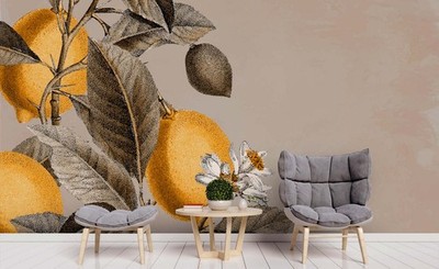 3D Lemon Fruit Illustration Wall Murals Wallpaper Murals Wall Sticker