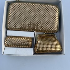 Vtg Gold Mesh Metalic Clutch Wallet Coin Purse Lipstick Holder Flapper Costume