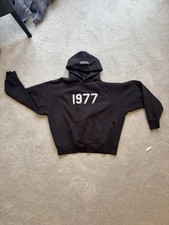 Essentials Fear of God 1977 Black Fleece Hoodie Pullover Crew Neck Size S