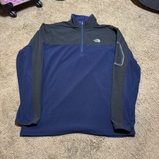 The North Face Mens XL TKA 100 Quarter Zip Fleece Pullover Blue Sweater Top