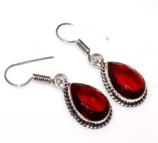 Garnet 925 Silver Plated Earrings 1.4