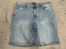 DKNY Bermuda Jean Shorts Womens 14 Light Wash Blue Denim Stretch Casual