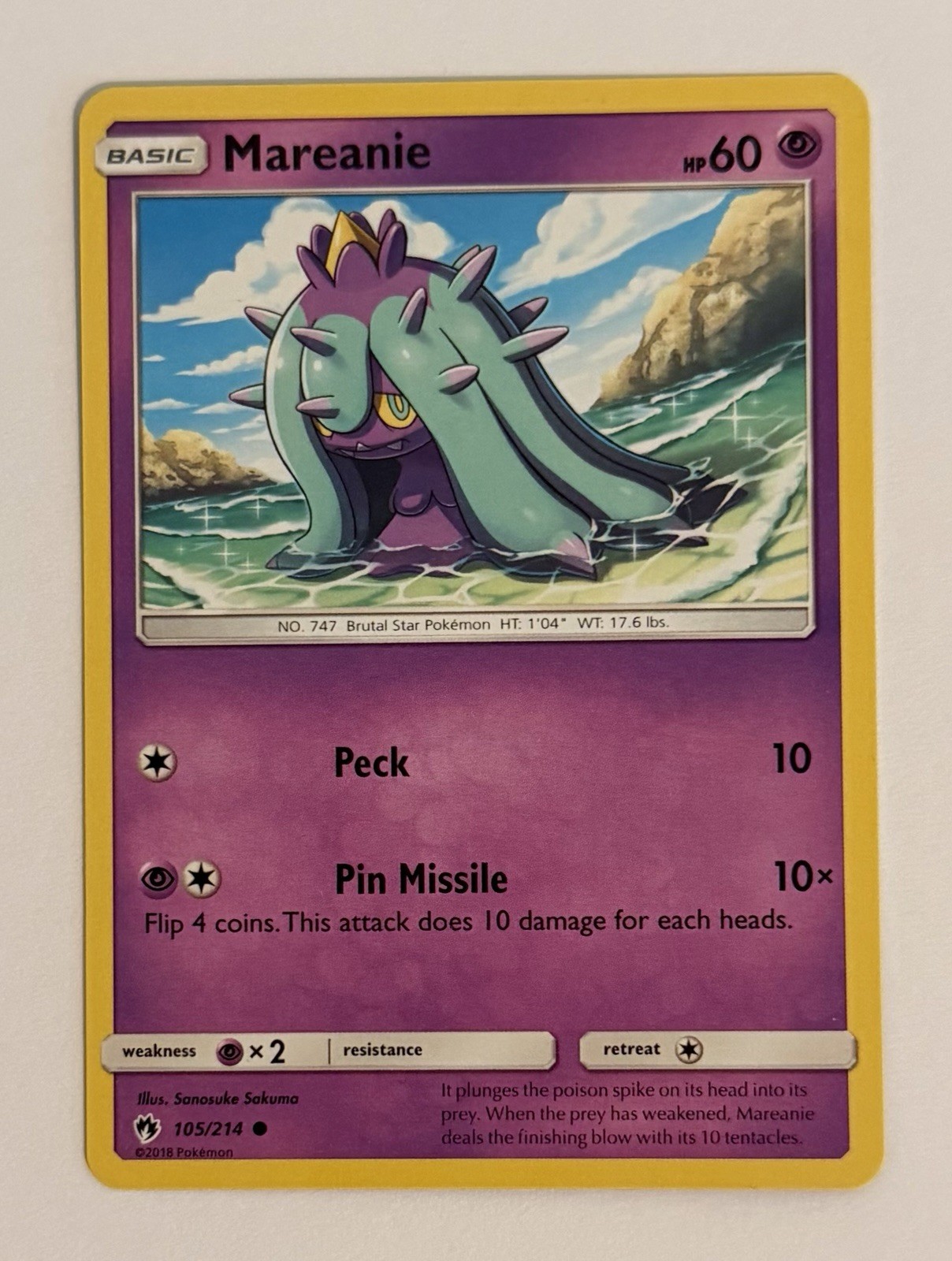 Mareanie 105/214 Common Lost Thunder Pokemon Near Mint