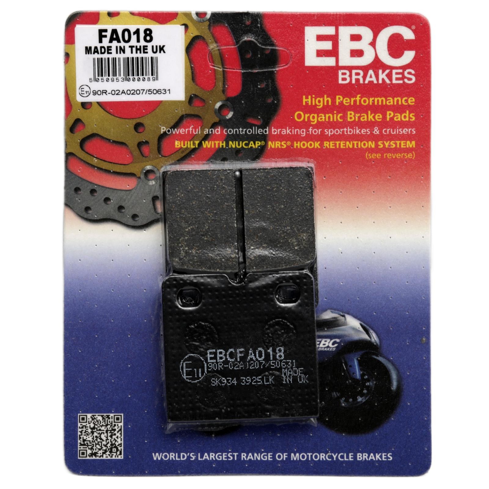 BMW K75 RT 1989-1996 EBC FA018 Premium Organic Replacement Brake Pads Rear