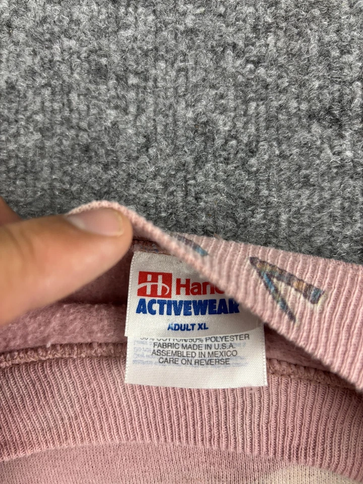 Sudadera De Colección Gráfica Nativa Americana Para Mujer XL Rosa Hanes Caballo Western Años 90 Foto 2 de 4